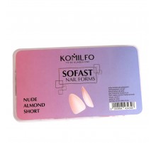 Форми KOMILFO SoFast мякі для швидкого нарощування нігтів 300 шт (Nude Almond Shot)