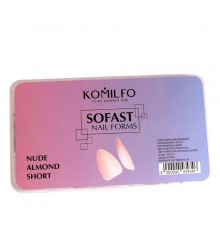 Форми KOMILFO SoFast мякі для швидкого нарощування нігтів 300 шт (Nude Almond Shot)
