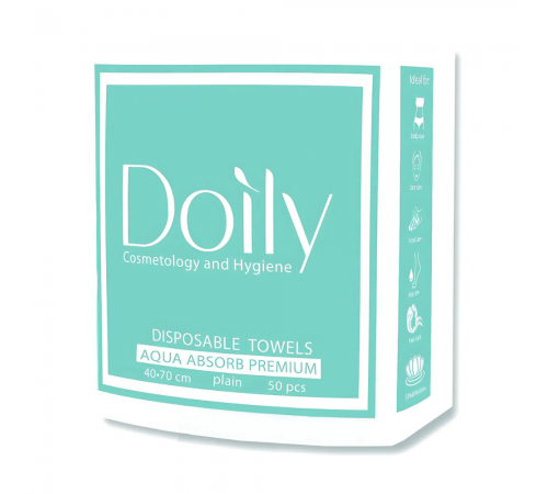 Рушник Doily Aqua Absorb гладкий 40*70 50 гм2 50 шт в упаковці Рушник Doily Aqua Absorb гладкий 40*70 50 гм2 50 шт в упаковці