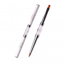 Пензлик KOMILFO Double Acrylic 4 (Kolinsky) Gel flat 4 (Nylon)