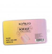 Форми KOMILFO SoFast мякі для швидкого нарощування нігтів 300 шт (Nude Soft Square Medium)