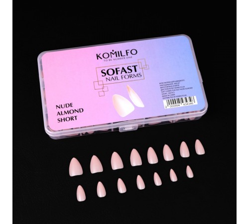Форми KOMILFO SoFast мякі для швидкого нарощування нігтів 360 шт (Nude Almond Shot) Форми KOMILFO SoFast мякі для швидкого нарощування нігтів 360 шт (Nude Almond Shot)