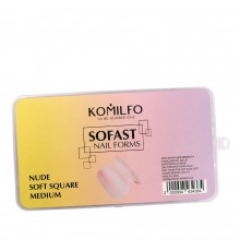 Форми KOMILFO SoFast мякі для швидкого нарощування нігтів 300 шт (Nude Soft Square)